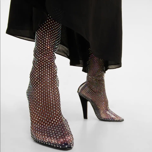 Saint Laurent YSL 68 BOOTS IN MESH W/ STRASS || CRYSTAL Embellished *SIZE 38 - Picture 7 of 16